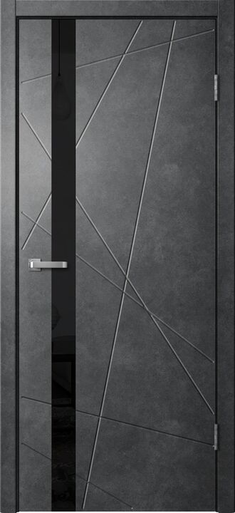 LINE, LINE02, Бетон темный, ПВХ, Распашная, Раздвижная, 900 x 2000 мм