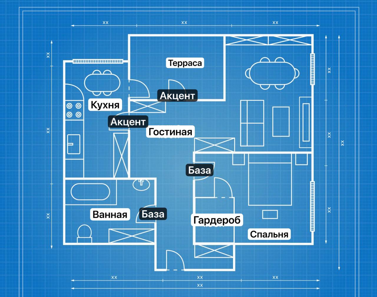 План дома для установки межкомнатных дверей